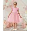 Arshiner Toddler Flower Girl Dress V-Back Bowknot Birthday Party Formal Ball Gown Prom Tulle Dresses(Pink)