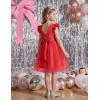 Arshiner Toddler Flower Girl Dress V-Back Bowknot Birthday Party Formal Ball Gown Prom Tulle Dresses(Red)