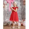Arshiner Toddler Flower Girl Dress V-Back Bowknot Birthday Party Formal Ball Gown Prom Tulle Dresses(Red)