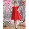 Arshiner Toddler Flower Girl Dress V-Back Bowknot Birthday Party Formal Ball Gown Prom Tulle Dresses(Red)