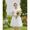 Arshiner Toddler Flower Girl Dress V-Back Bowknot Birthday Party Formal Ball Gown Prom Tulle Dresses(White)