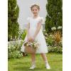 Arshiner Toddler Flower Girl Dress V-Back Bowknot Birthday Party Formal Ball Gown Prom Tulle Dresses(White)