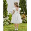 Arshiner Toddler Flower Girl Dress V-Back Bowknot Birthday Party Formal Ball Gown Prom Tulle Dresses(White)