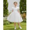 Arshiner Toddler Flower Girl Dress V-Back Bowknot Birthday Party Formal Ball Gown Prom Tulle Dresses(White)
