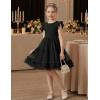 Arshiner Toddler Tutu Dress Girls Summer Ruffle Sleeve Tulle Sundress Birthday Party Dresses 3-8Y(Black)