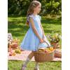 Arshiner Toddler Tutu Dress Girls Summer Ruffle Sleeve Tulle Sundress Birthday Party Dresses 3-8Y(Blue)