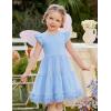 Arshiner Toddler Tutu Dress Girls Summer Ruffle Sleeve Tulle Sundress Birthday Party Dresses 3-8Y(Blue)