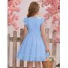 Arshiner Toddler Tutu Dress Girls Summer Ruffle Sleeve Tulle Sundress Birthday Party Dresses 3-8Y(Blue)