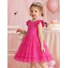 Arshiner Toddler Tutu Dress Girls Summer Ruffle Sleeve Tulle Sundress Birthday Party Dresses 3-8Y(Hot Pink)