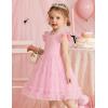 Arshiner Toddler Tutu Dress Girls Summer Ruffle Sleeve Tulle Sundress Birthday Party Dresses 3-8Y(Pink)
