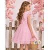 Arshiner Toddler Tutu Dress Girls Summer Ruffle Sleeve Tulle Sundress Birthday Party Dresses 3-8Y(Pink)