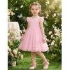 Arshiner Toddler Tutu Dress Girls Summer Ruffle Sleeve Tulle Sundress Birthday Party Dresses 3-8Y(Pink)