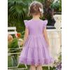 Arshiner Toddler Tutu Dress Girls Summer Ruffle Sleeve Tulle Sundress Birthday Party Dresses 3-8Y(Purple)