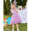Arshiner Toddler Tutu Dress Girls Summer Ruffle Sleeve Tulle Sundress Birthday Party Dresses 3-8Y(Purple)