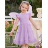 Arshiner Toddler Tutu Dress Girls Summer Ruffle Sleeve Tulle Sundress Birthday Party Dresses 3-8Y(Purple)