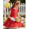 Arshiner Toddler Tutu Dress Girls Summer Ruffle Sleeve Tulle Sundress Birthday Party Dresses 3-8Y(Red)