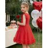 Arshiner Toddler Tutu Dress Girls Summer Ruffle Sleeve Tulle Sundress Birthday Party Dresses 3-8Y(Red)