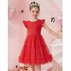 Arshiner Toddler Tutu Dress Girls Summer Ruffle Sleeve Tulle Sundress Birthday Party Dresses 3-8Y(Red)