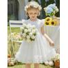 Arshiner Toddler Tutu Dress Girls Summer Ruffle Sleeve Tulle Sundress Birthday Party Dresses 3-8Y(White)