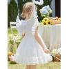 Arshiner Toddler Tutu Dress Girls Summer Ruffle Sleeve Tulle Sundress Birthday Party Dresses 3-8Y(White)