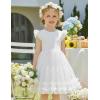 Arshiner Toddler Tutu Dress Girls Summer Ruffle Sleeve Tulle Sundress Birthday Party Dresses 3-8Y(White)