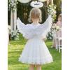 Arshiner Toddler Tutu Dress Girls Summer Ruffle Sleeve Tulle Sundress Birthday Party Dresses 3-8Y(White)