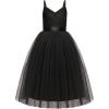 Arshiner Flower Girl Dress Spaghetti Strap Tulle Long Formal Wedding Pageant Party Fancy Princess Ball Gown Dresses(Black)