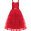 Arshiner Flower Girls Dress Spaghetti Strap Formal Wedding Pageant Party Tulle Long Dresses with Belt(Red)
