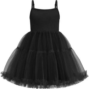 Arshiner Toddler Baby Girl Birthday Princess Dress Girls Spaghetti Strap Tulle Tutu Dresses Summer Mini Sundress 1-8Y(Black)