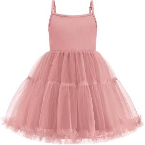 Arshiner Toddler Baby Girl Birthday Princess Dress Girls Spaghetti Strap Tulle Tutu Dresses Summer Mini Sundress 1-8Y(Dusty Pink – Dot Tulle)