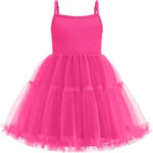 Arshiner Toddler Baby Girl Birthday Princess Dress Girls Spaghetti Strap Tulle Tutu Dresses Summer Mini Sundress 1-8Y(Hot Pink)