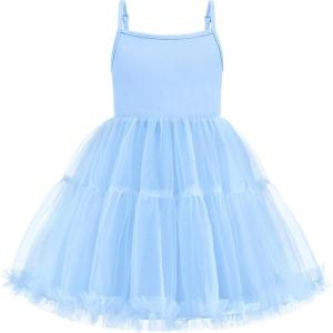 Arshiner Toddler Baby Girl Birthday Princess Dress Girls Spaghetti Strap Tulle Tutu Dresses Summer Mini Sundress 1-8Y(Light Blue)