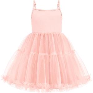 Arshiner Toddler Baby Girl Birthday Princess Dress Girls Spaghetti Strap Tulle Tutu Dresses Summer Mini Sundress 1-8Y(Light Pink)