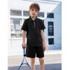 Arshiner Boys’ 2-Piece Outfits Short Sleeve Zip Polo Shirt & Drawstring Shorts Set Kids Summer Track Suits 4-13 Years(Black)