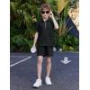 Arshiner Boys’ 2-Piece Outfits Short Sleeve Zip Polo Shirt & Drawstring Shorts Set Kids Summer Track Suits 4-13 Years(Black)
