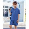 Arshiner Boys’ 2-Piece Outfits Short Sleeve Zip Polo Shirt & Drawstring Shorts Set Kids Summer Track Suits 4-13 Years(Blue)