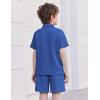 Arshiner Boys’ 2-Piece Outfits Short Sleeve Zip Polo Shirt & Drawstring Shorts Set Kids Summer Track Suits 4-13 Years(Blue)