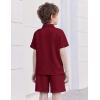 Arshiner Boys’ 2-Piece Outfits Short Sleeve Zip Polo Shirt & Drawstring Shorts Set Kids Summer Track Suits 4-13 Years(Burgundy)