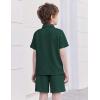 Arshiner Boys’ 2-Piece Outfits Short Sleeve Zip Polo Shirt & Drawstring Shorts Set Kids Summer Track Suits 4-13 Years(Dark Green)