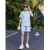 Arshiner Boys’ 2-Piece Outfits Short Sleeve Zip Polo Shirt & Drawstring Shorts Set Kids Summer Track Suits 4-13 Years(Light Blue)