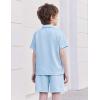 Arshiner Boys’ 2-Piece Outfits Short Sleeve Zip Polo Shirt & Drawstring Shorts Set Kids Summer Track Suits 4-13 Years(Light Blue)