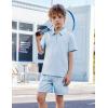 Arshiner Boys’ 2-Piece Outfits Short Sleeve Zip Polo Shirt & Drawstring Shorts Set Kids Summer Track Suits 4-13 Years(Light Blue)