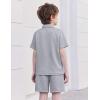 Arshiner Boys’ 2-Piece Outfits Short Sleeve Zip Polo Shirt & Drawstring Shorts Set Kids Summer Track Suits 4-13 Years(Light Gray)