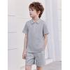Arshiner Boys’ 2-Piece Outfits Short Sleeve Zip Polo Shirt & Drawstring Shorts Set Kids Summer Track Suits 4-13 Years(Light Gray)