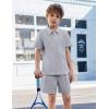 Arshiner Boys’ 2-Piece Outfits Short Sleeve Zip Polo Shirt & Drawstring Shorts Set Kids Summer Track Suits 4-13 Years(Light Gray)