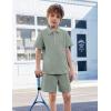Arshiner Boys’ 2-Piece Outfits Short Sleeve Zip Polo Shirt & Drawstring Shorts Set Kids Summer Track Suits 4-13 Years(Light Green)