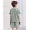 Arshiner Boys’ 2-Piece Outfits Short Sleeve Zip Polo Shirt & Drawstring Shorts Set Kids Summer Track Suits 4-13 Years(Light Green)