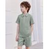 Arshiner Boys’ 2-Piece Outfits Short Sleeve Zip Polo Shirt & Drawstring Shorts Set Kids Summer Track Suits 4-13 Years(Light Green)
