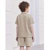 Arshiner Boys’ 2-Piece Outfits Short Sleeve Zip Polo Shirt & Drawstring Shorts Set Kids Summer Track Suits 4-13 Years(Light Khaki)