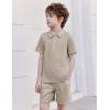 Arshiner Boys’ 2-Piece Outfits Short Sleeve Zip Polo Shirt & Drawstring Shorts Set Kids Summer Track Suits 4-13 Years(Light Khaki)